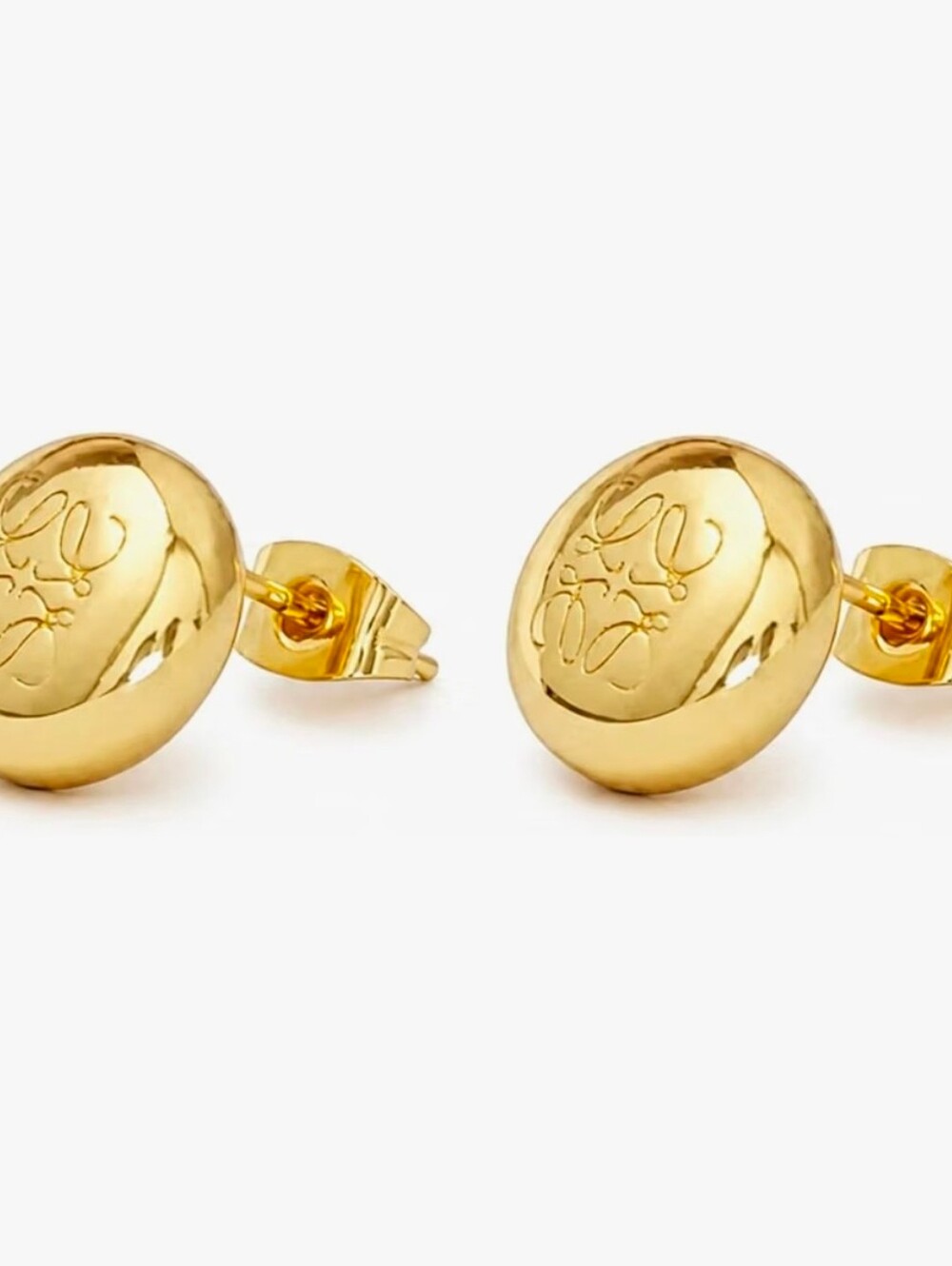 Loewe Style 18k Gold Plated Button Earrings